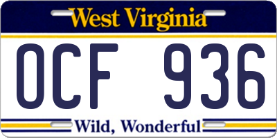 WV license plate OCF936