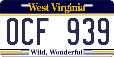 WV license plate OCF939
