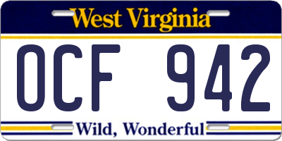 WV license plate OCF942