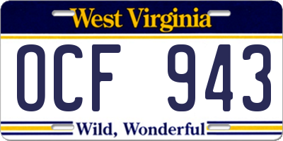 WV license plate OCF943