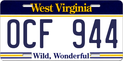 WV license plate OCF944