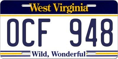 WV license plate OCF948