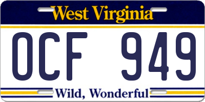 WV license plate OCF949
