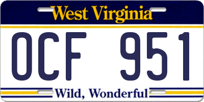 WV license plate OCF951