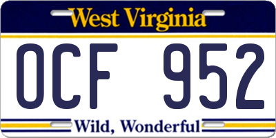 WV license plate OCF952