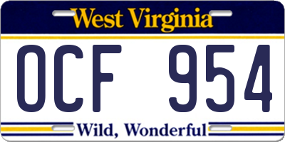 WV license plate OCF954