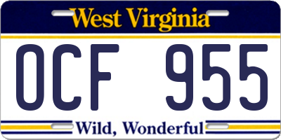 WV license plate OCF955