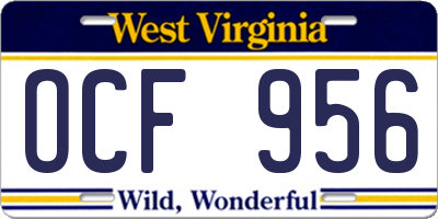 WV license plate OCF956