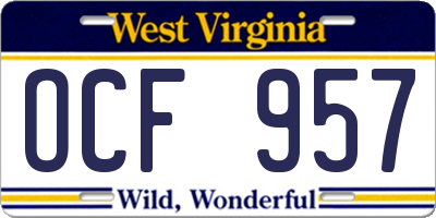 WV license plate OCF957