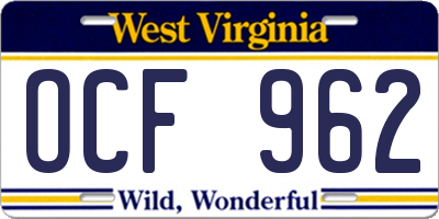 WV license plate OCF962