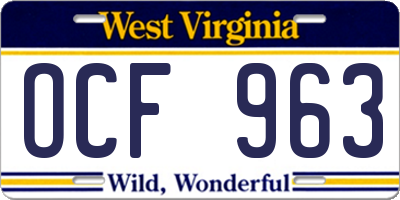 WV license plate OCF963