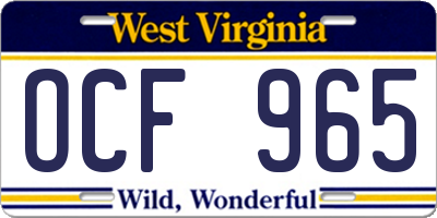 WV license plate OCF965