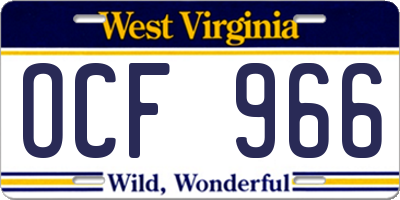 WV license plate OCF966