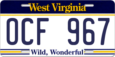 WV license plate OCF967