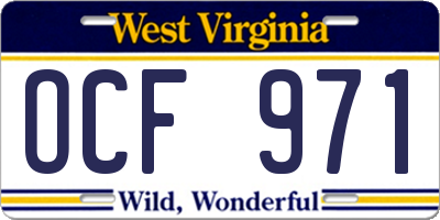 WV license plate OCF971