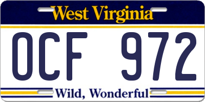 WV license plate OCF972