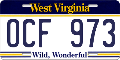 WV license plate OCF973