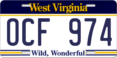 WV license plate OCF974