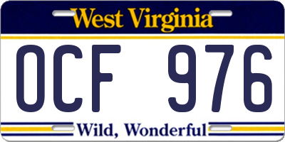 WV license plate OCF976