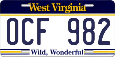 WV license plate OCF982