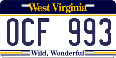WV license plate OCF993