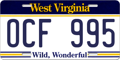 WV license plate OCF995