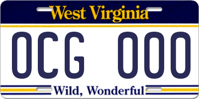 WV license plate OCG000