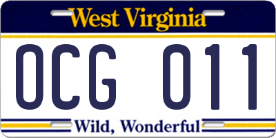 WV license plate OCG011