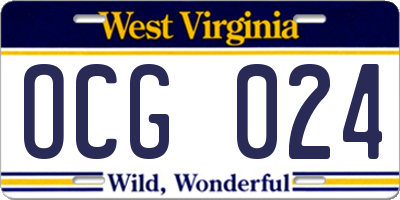 WV license plate OCG024