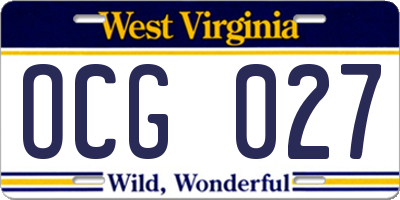 WV license plate OCG027