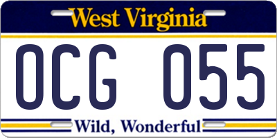 WV license plate OCG055