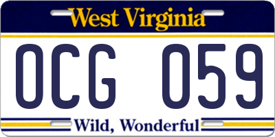 WV license plate OCG059