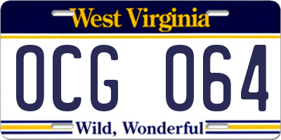 WV license plate OCG064