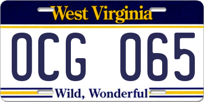 WV license plate OCG065