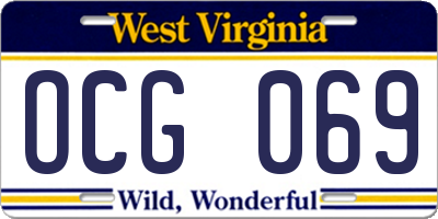 WV license plate OCG069