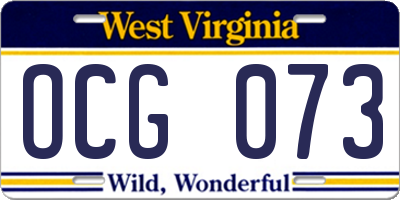 WV license plate OCG073