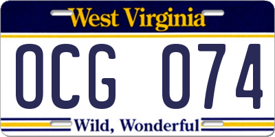 WV license plate OCG074