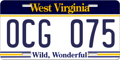 WV license plate OCG075