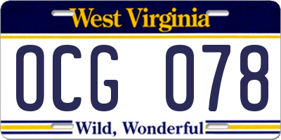 WV license plate OCG078