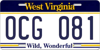 WV license plate OCG081
