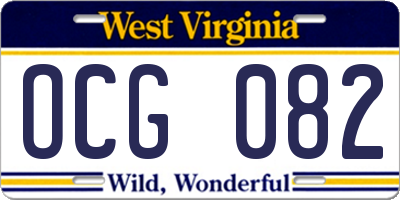 WV license plate OCG082