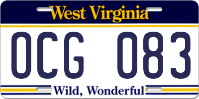 WV license plate OCG083