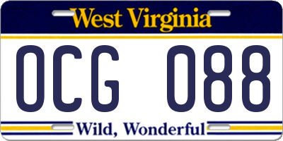 WV license plate OCG088