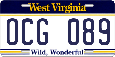 WV license plate OCG089