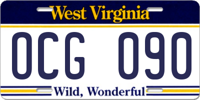 WV license plate OCG090