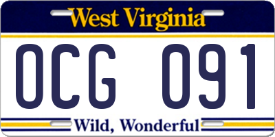 WV license plate OCG091