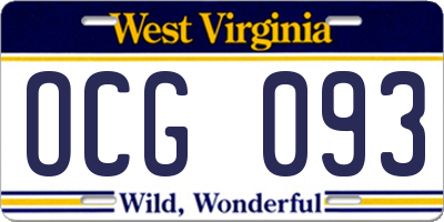 WV license plate OCG093