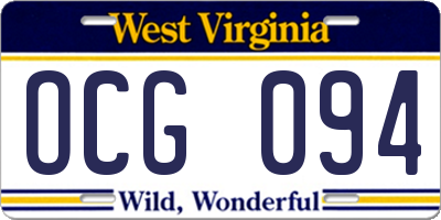 WV license plate OCG094