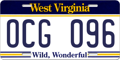 WV license plate OCG096