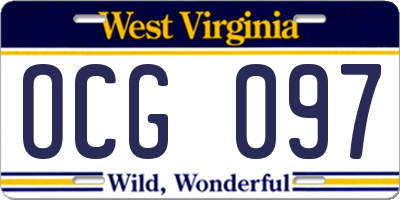 WV license plate OCG097